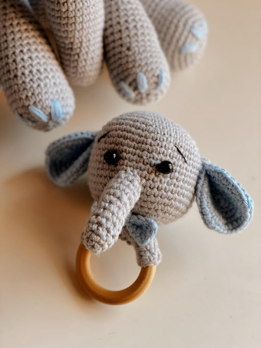 Sonajero de Elefante Gris con Azul